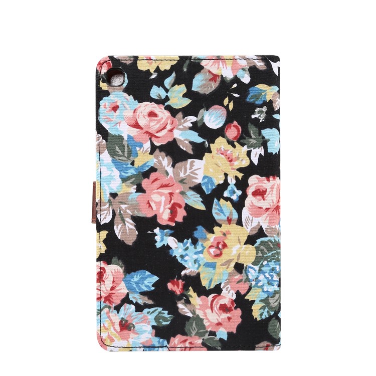 Floral Printed Cloth + PC Wallet Stand Tablet Case for Samsung Galaxy Tab A 8 (2019) - Black-3