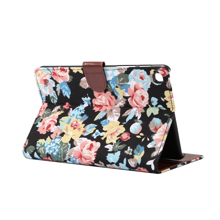 Floral Printed Cloth + PC Wallet Stand Tablet Case for Samsung Galaxy Tab A 8 (2019) - Black-4