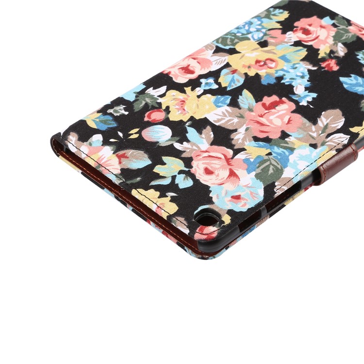 Floral Printed Cloth + PC Wallet Stand Tablet Case for Samsung Galaxy Tab A 8 (2019) - Black-6