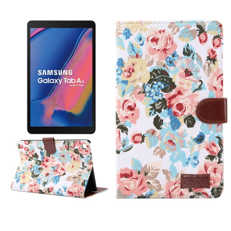 

Floral Printed Cloth + PC Wallet Stand Tablet Case for Samsung Galaxy Tab A 8.0 (2019) with S Pen P200 P205 - White, Galaxy Tab A 8.0 (2019) with S Pen P200