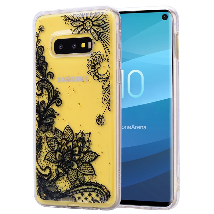 Glitter Sequins Inlaid Patterned TPU Phone Cover for Samsung Galaxy S10e / Samsung Galaxy S10 Lite - Black Lace-2