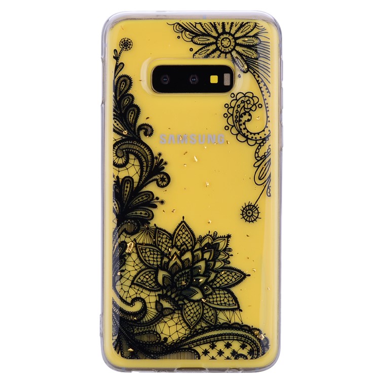 Glitter Sequins Inlaid Patterned TPU Phone Cover for Samsung Galaxy S10e / Samsung Galaxy S10 Lite - Black Lace-3