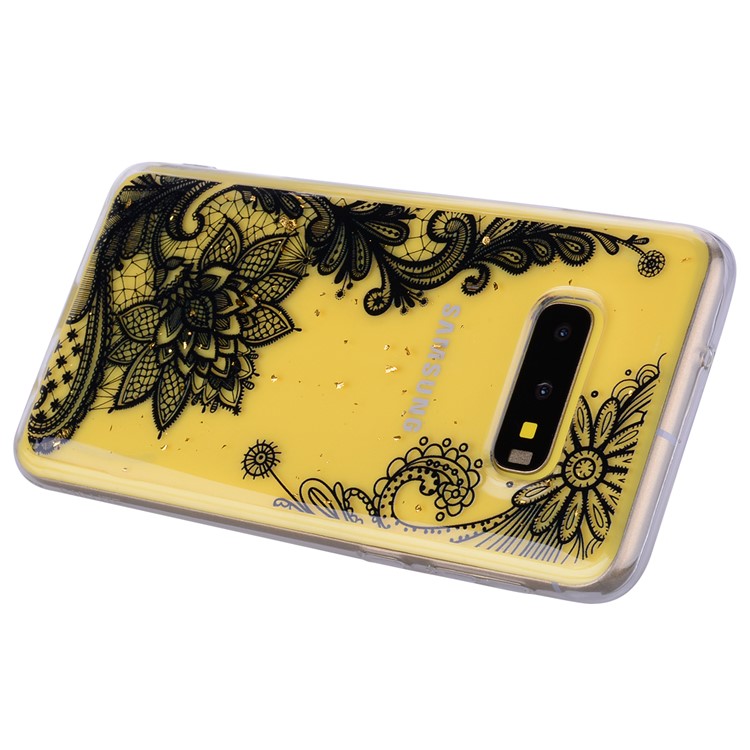 Glitter Sequins Inlaid Patterned TPU Phone Cover for Samsung Galaxy S10e / Samsung Galaxy S10 Lite - Black Lace-5