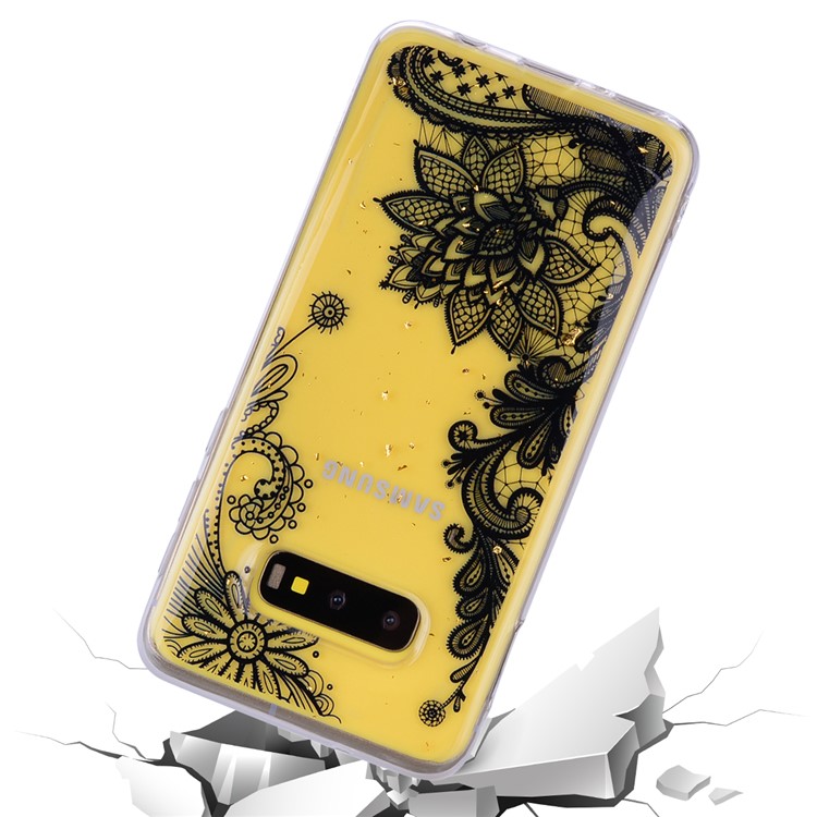 Glitter Sequins Inlaid Patterned TPU Phone Cover for Samsung Galaxy S10e / Samsung Galaxy S10 Lite - Black Lace-6