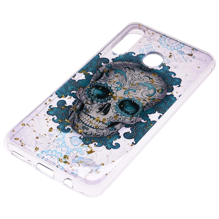 Glitter Sequins Inlaid Patterned TPU Phone Cover for Samsung Galaxy M20 - Skull-2