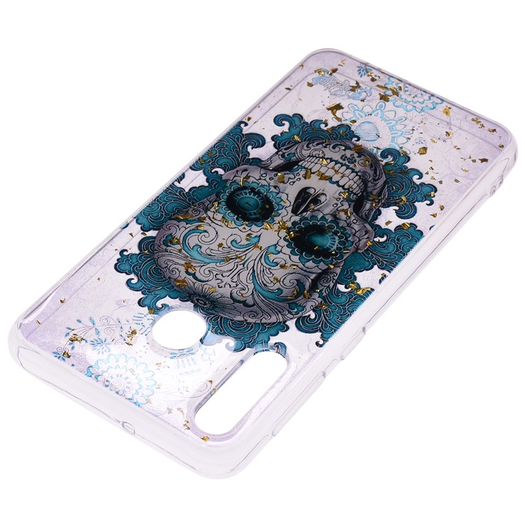 Glitter Sequins Inlaid Patterned TPU Phone Cover for Samsung Galaxy M20 - Skull-3