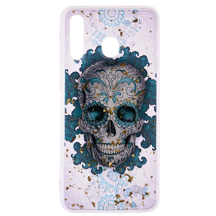 Glitter Sequins Inlaid Patterned TPU Phone Cover for Samsung Galaxy M20 - Skull-5