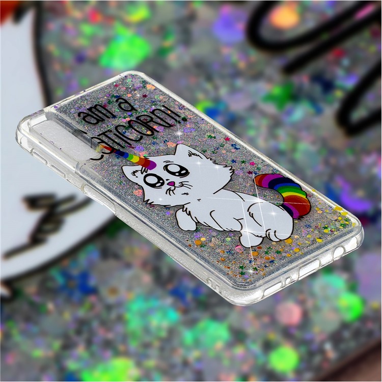 For Samsung Galaxy A50 Embossment Pattern Quicksand TPU Phone Cover - I Am A Caticorn-2