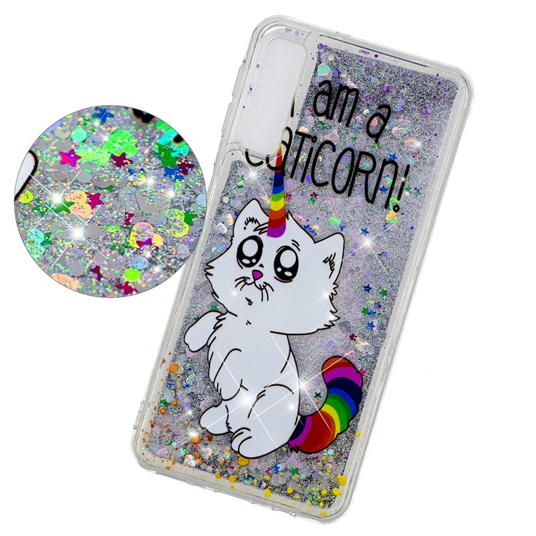 For Samsung Galaxy A50 Embossment Pattern Quicksand TPU Phone Cover - I Am A Caticorn-3