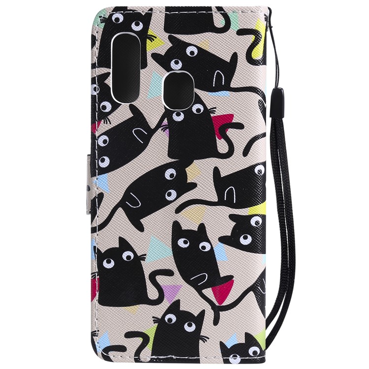 Pattern Printing Wallet Stand Leather Cover for Samsung Galaxy A40 - Cat-3