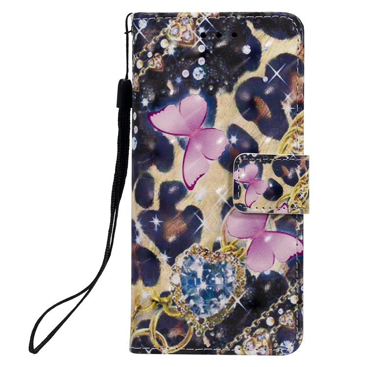 Light Spot Decor Patterned Leather Wallet Case for Samsung Galaxy A40 - Elegant Butterfly-2