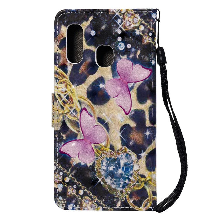 Light Spot Decor Patterned Leather Wallet Case for Samsung Galaxy A40 - Elegant Butterfly-3