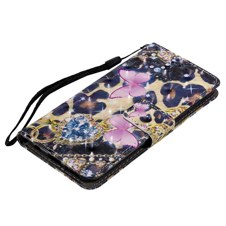 Light Spot Decor Patterned Leather Wallet Case for Samsung Galaxy A40 - Elegant Butterfly-5