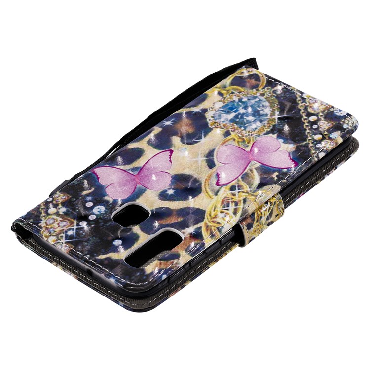 Light Spot Decor Patterned Leather Wallet Case for Samsung Galaxy A40 - Elegant Butterfly-6