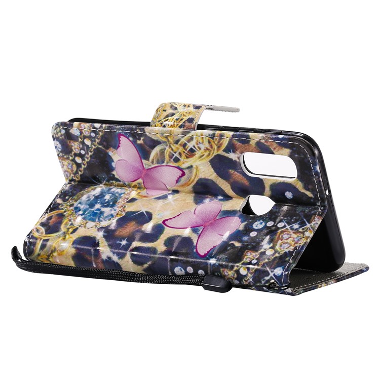 Light Spot Decor Patterned Leather Wallet Case for Samsung Galaxy A40 - Elegant Butterfly-7