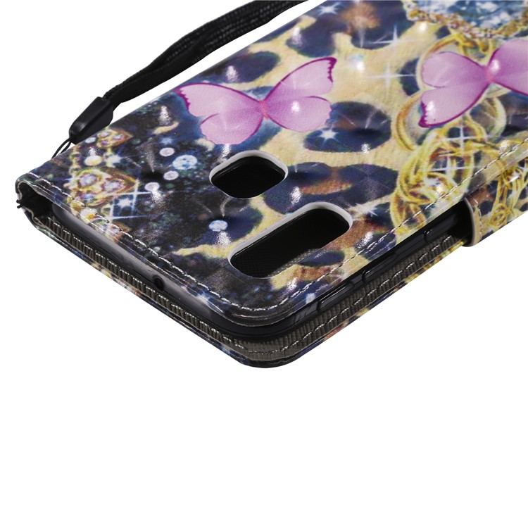 Light Spot Decor Patterned Leather Wallet Case for Samsung Galaxy A40 - Elegant Butterfly-8