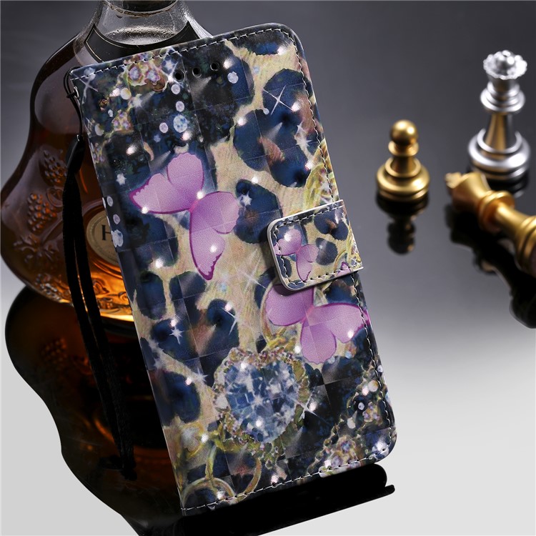 Light Spot Decor Patterned Leather Wallet Case for Samsung Galaxy A40 - Elegant Butterfly-9