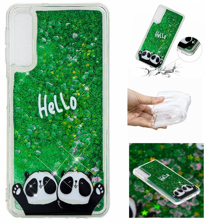 Embossment Pattern Quicksand TPU Cover for Samsung Galaxy A70 - Hello and Pandas-1