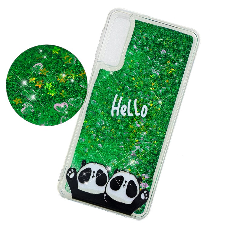 Embossment Pattern Quicksand TPU Cover for Samsung Galaxy A70 - Hello and Pandas-3