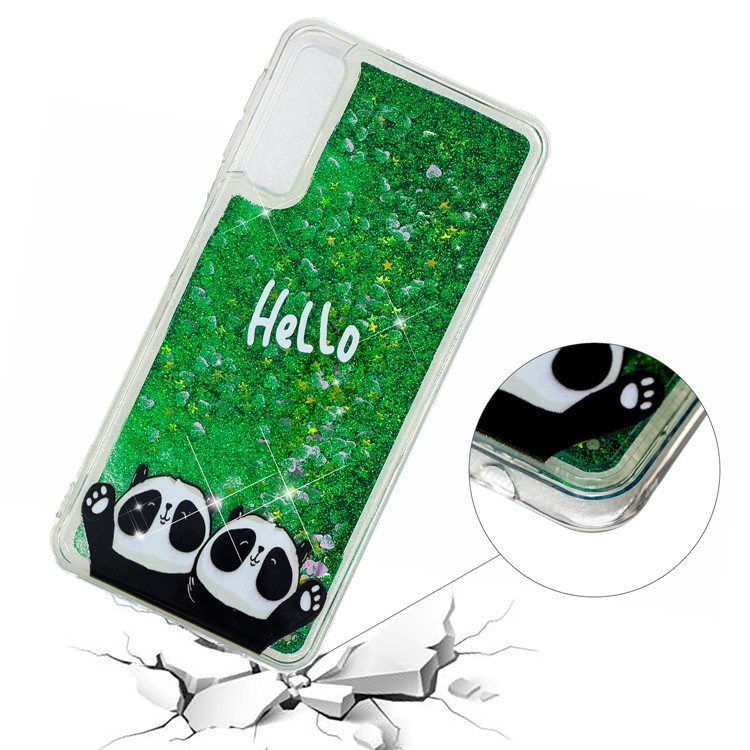 Embossment Pattern Quicksand TPU Cover for Samsung Galaxy A70 - Hello and Pandas-4