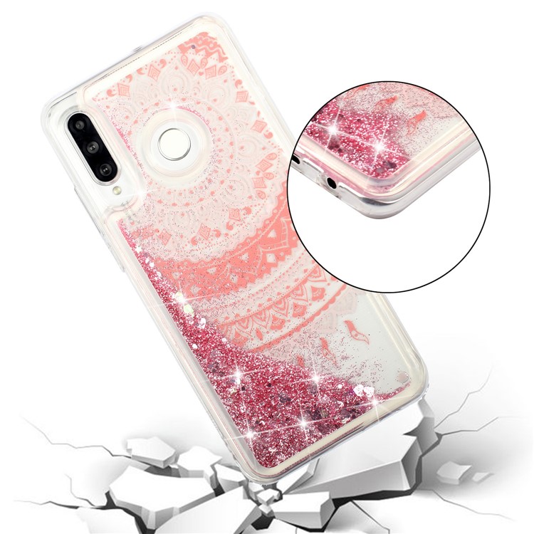 For Samsung Galaxy A60 Moving Glitter Powder Sequins Patterned TPU Protection Case -  Mandala-5