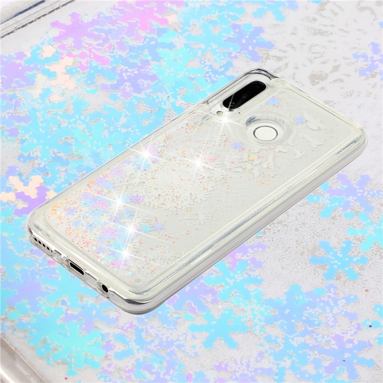 For Samsung Galaxy A60 Moving Glitter Powder Sequins Patterned TPU Protection Case - Birds and Dandelion-3