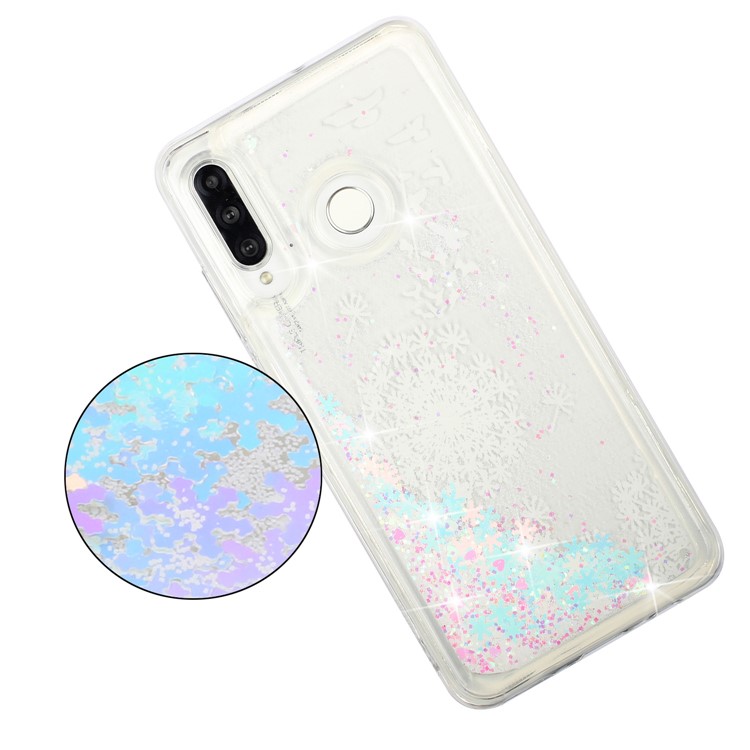 For Samsung Galaxy A60 Moving Glitter Powder Sequins Patterned TPU Protection Case - Birds and Dandelion-7