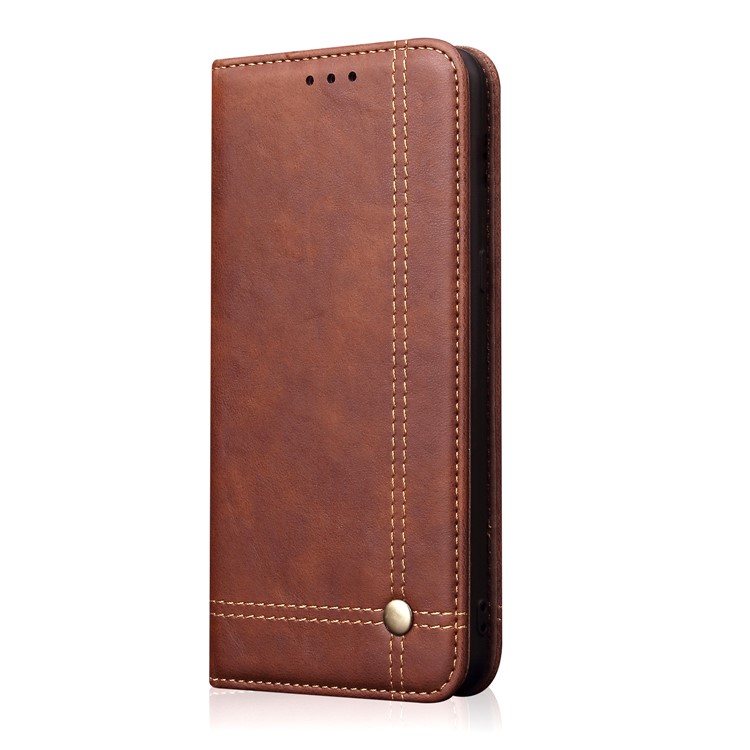 Auto-absorbed Crazy Horse Vintage Leather Stand Case for Samsung Galaxy A70 - Coffee-2