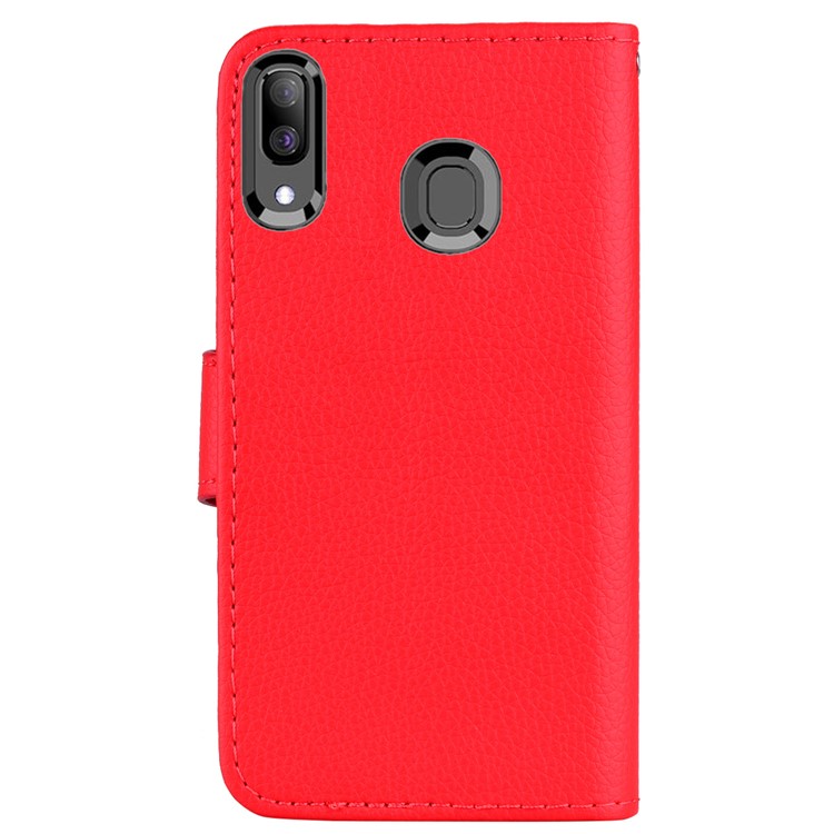 Litchi Skin Wallet Leather Stand Case for Samsung Galaxy A50 - Red-3