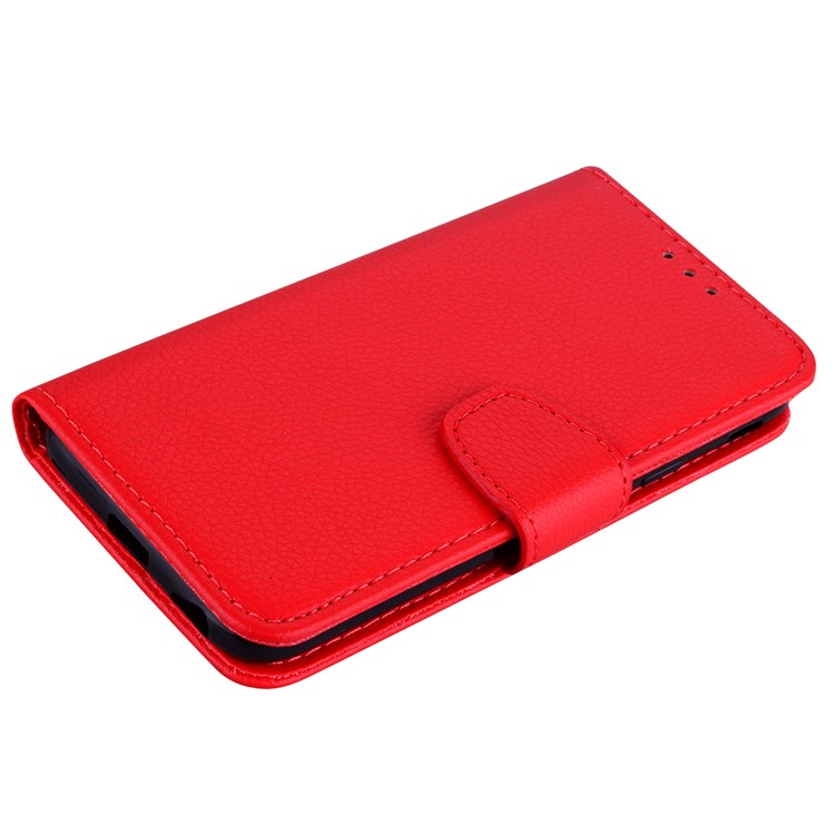 Litchi Skin Wallet Leather Stand Case for Samsung Galaxy A50 - Red-5