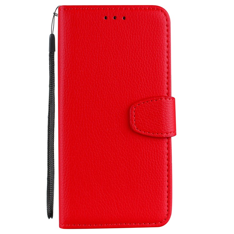 Litchi Skin Wallet Leather Stand Case for Samsung Galaxy A50 - Red-7