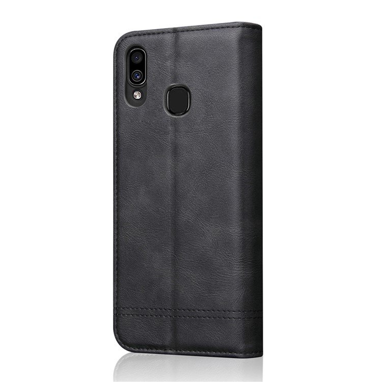 Auto-absorbed Crazy Horse Vintage Leather Stand Case for Samsung Galaxy A40 - Black-2