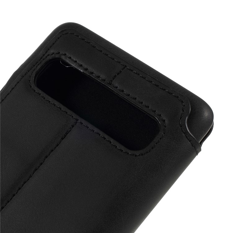 LC.IMEEKE Retro Style Leather Card Holder Shell for Samsung Galaxy S10 5G - Black-3