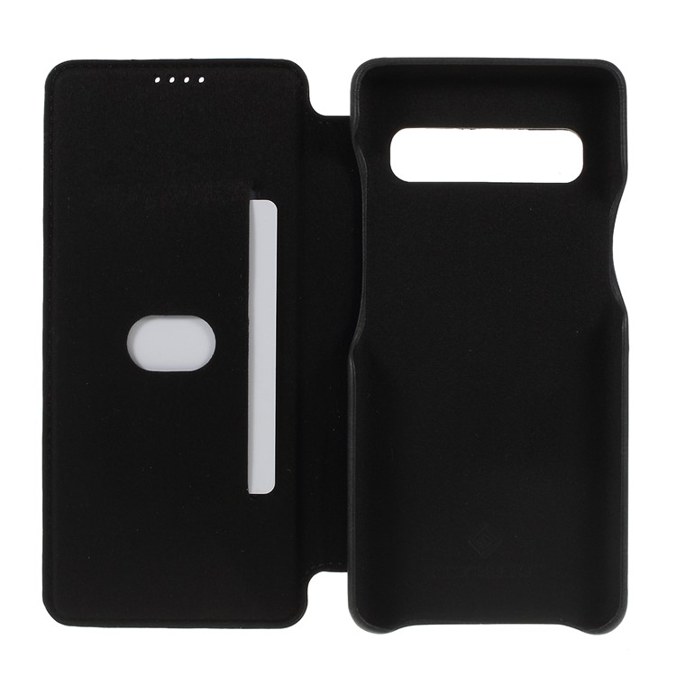 LC.IMEEKE Retro Style Leather Card Holder Shell for Samsung Galaxy S10 5G - Black-4
