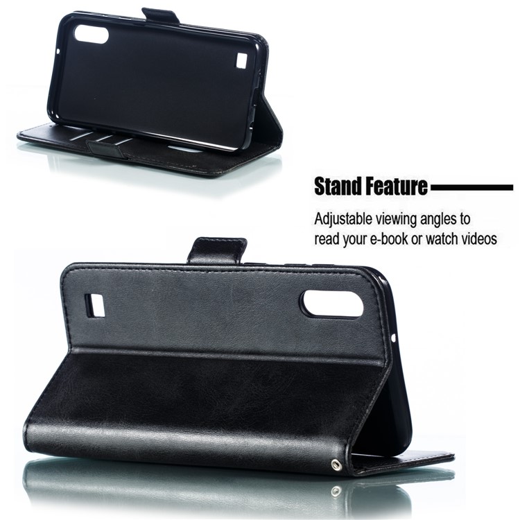 Leather Wallet Stand Flip Phone Case Cover for Samsung Galaxy A10 / Galaxy M10 - Black-8