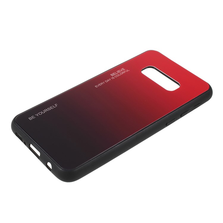 Gradient Color Glass + PC + TPU Phone Case for Samsung Galaxy S10e - Red / Black-4