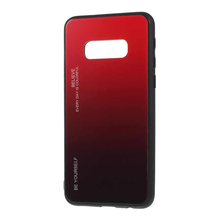 Gradient Color Glass + PC + TPU Phone Case for Samsung Galaxy S10e - Red / Black-5