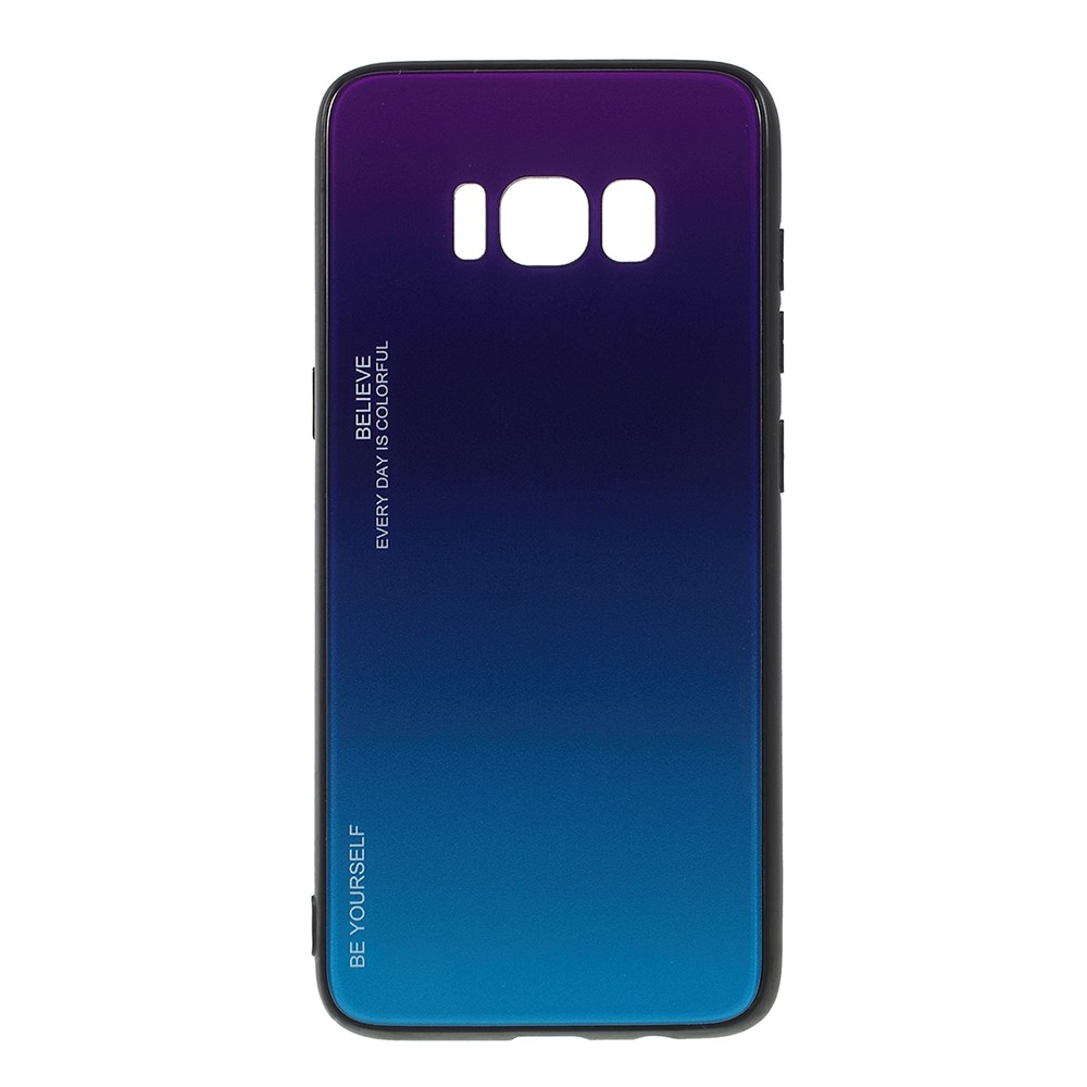 Gradient Color Glass + PC + TPU Phone Case for Samsung Galaxy S8 G950 - Purple / Blue-1