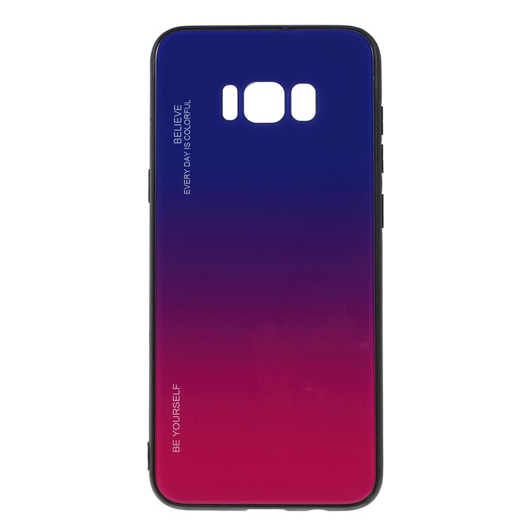 Gradient Color Glass + PC + TPU Phone Case for Samsung Galaxy S8 Plus G955 - Blue / Rose-1