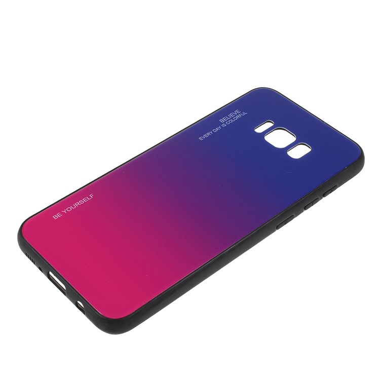 Gradient Color Glass + PC + TPU Phone Case for Samsung Galaxy S8 Plus G955 - Blue / Rose-2