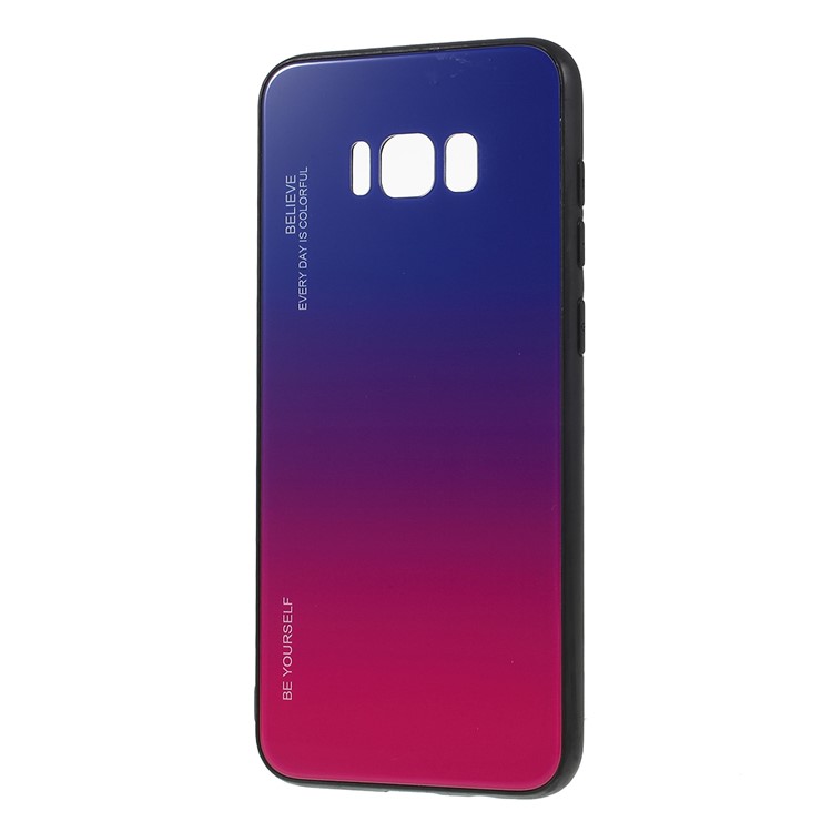 Gradient Color Glass + PC + TPU Phone Case for Samsung Galaxy S8 Plus G955 - Blue / Rose-3