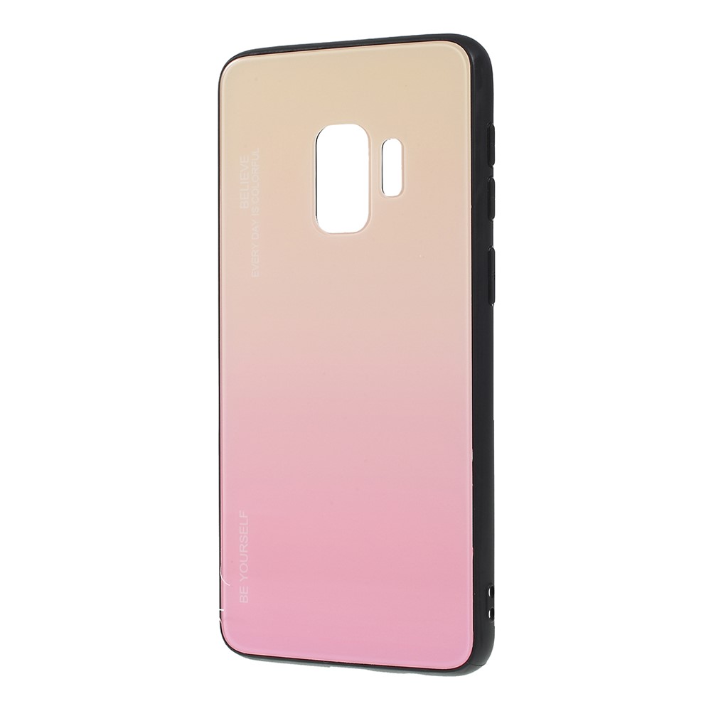Caja De Teléfono En Color Degradado De Vidrio + PC + TPU Para Samsung Galaxy S9 - Oro / Rosado-4
