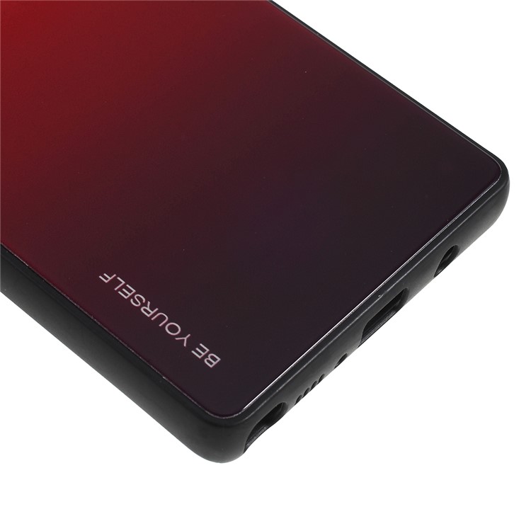 Gradient Color Glass + PC + TPU Phone Case for Samsung Galaxy Note9 SM-N960 - Red / Black-4