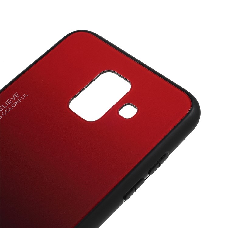 Gradient Color Glass + PC + TPU Combo Mobile Phone Case for Samsung Galaxy A6 (2018) - Red / Black-3