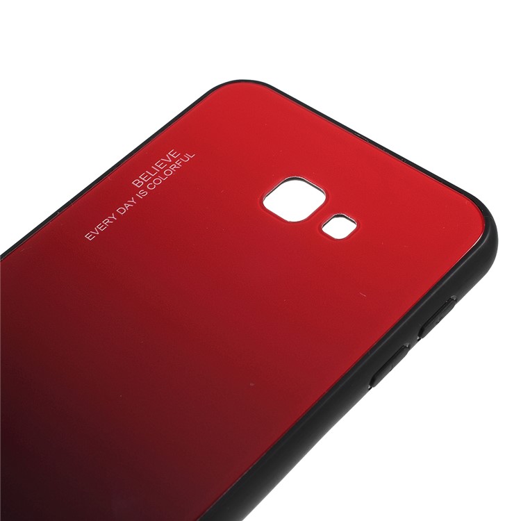 Gradient Color Glass + PC + TPU Phone Case for Samsung Galaxy J4 Plus - Red / Black-3