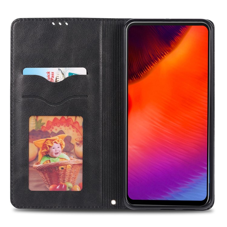 AZNS Retro Style PU Leather Card Holder Case for Samsung Galaxy A60 - Black-6