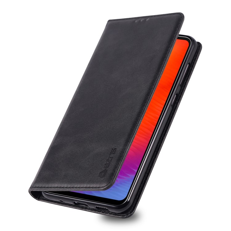 AZNS Retro Style PU Leather Card Holder Case for Samsung Galaxy A60 - Black-7