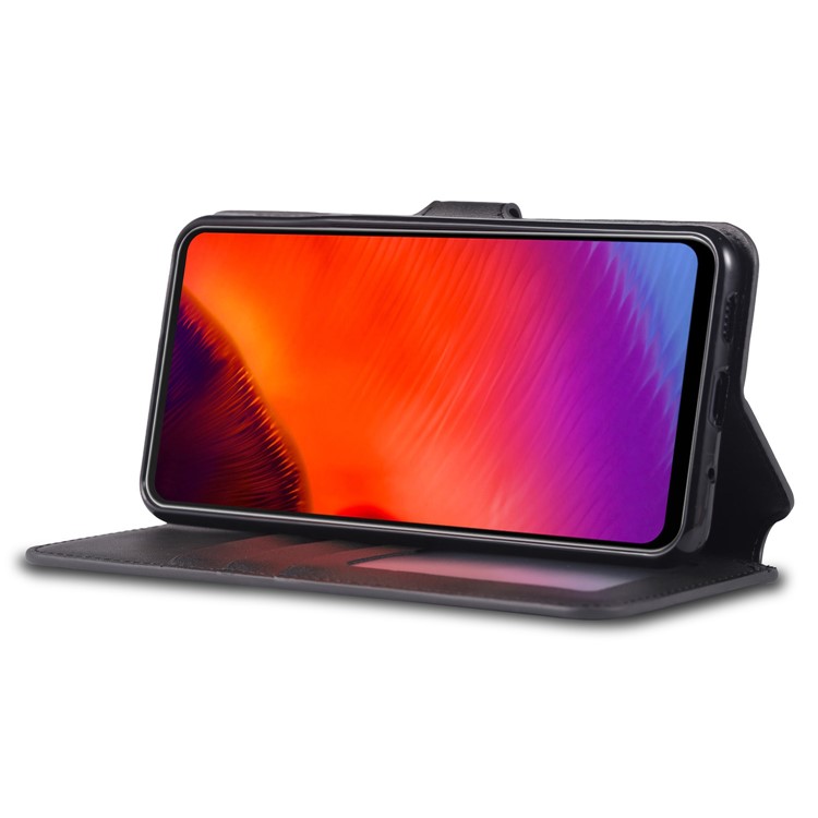 AZNS Leather Wallet Phone Case Cover for Samsung Galaxy A60 - Black-4