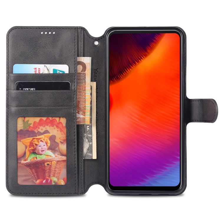 AZNS Leather Wallet Phone Case Cover for Samsung Galaxy A60 - Black-6
