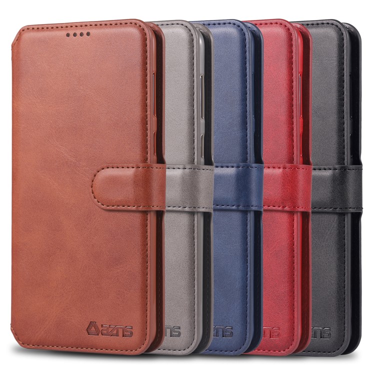 AZNS Leather Wallet Phone Case Cover for Samsung Galaxy A60 - Black-8